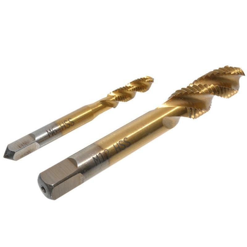 9pcs M2-M12 Titanium Coated High Speed Steel HSS Screw Thread Metric Spiral Taps