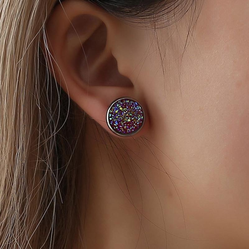 12mm Stainless Steel Time Gem Bottom Bracket Earrings Ear Jewelry Accessories