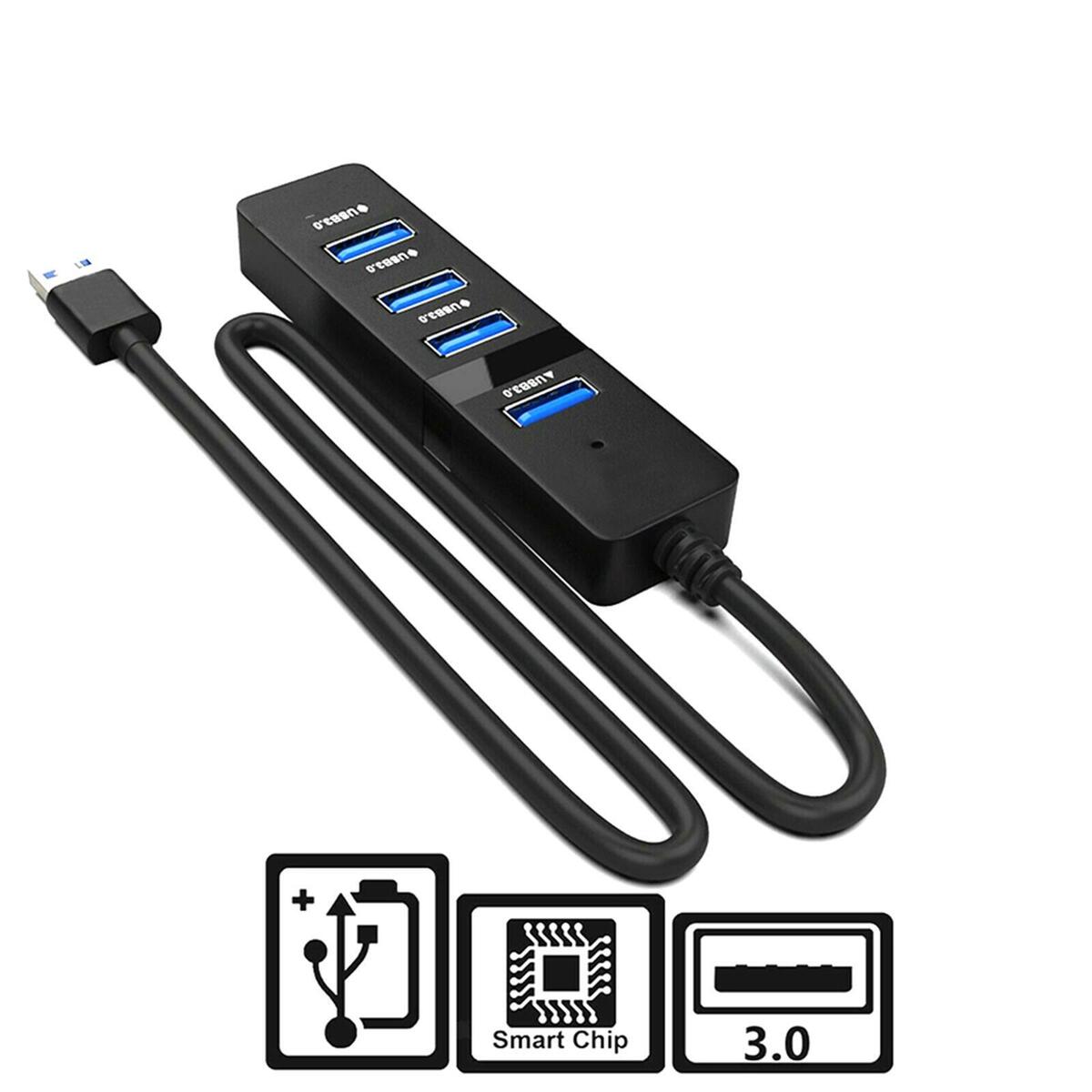 Portable 4 Ports USB 3.0 Hub Multi Splitter Expansion Data USB Hub for Laptop