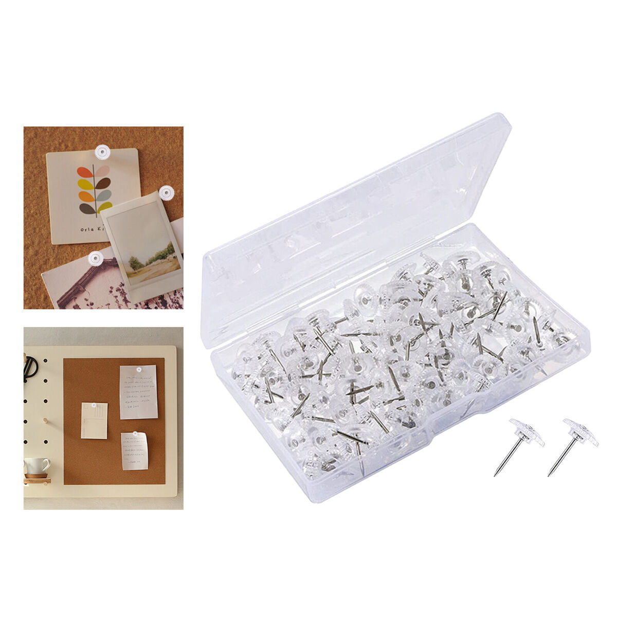 100Pcs Clear Push  Cork Boards Paper Drawing  Craft  Storage