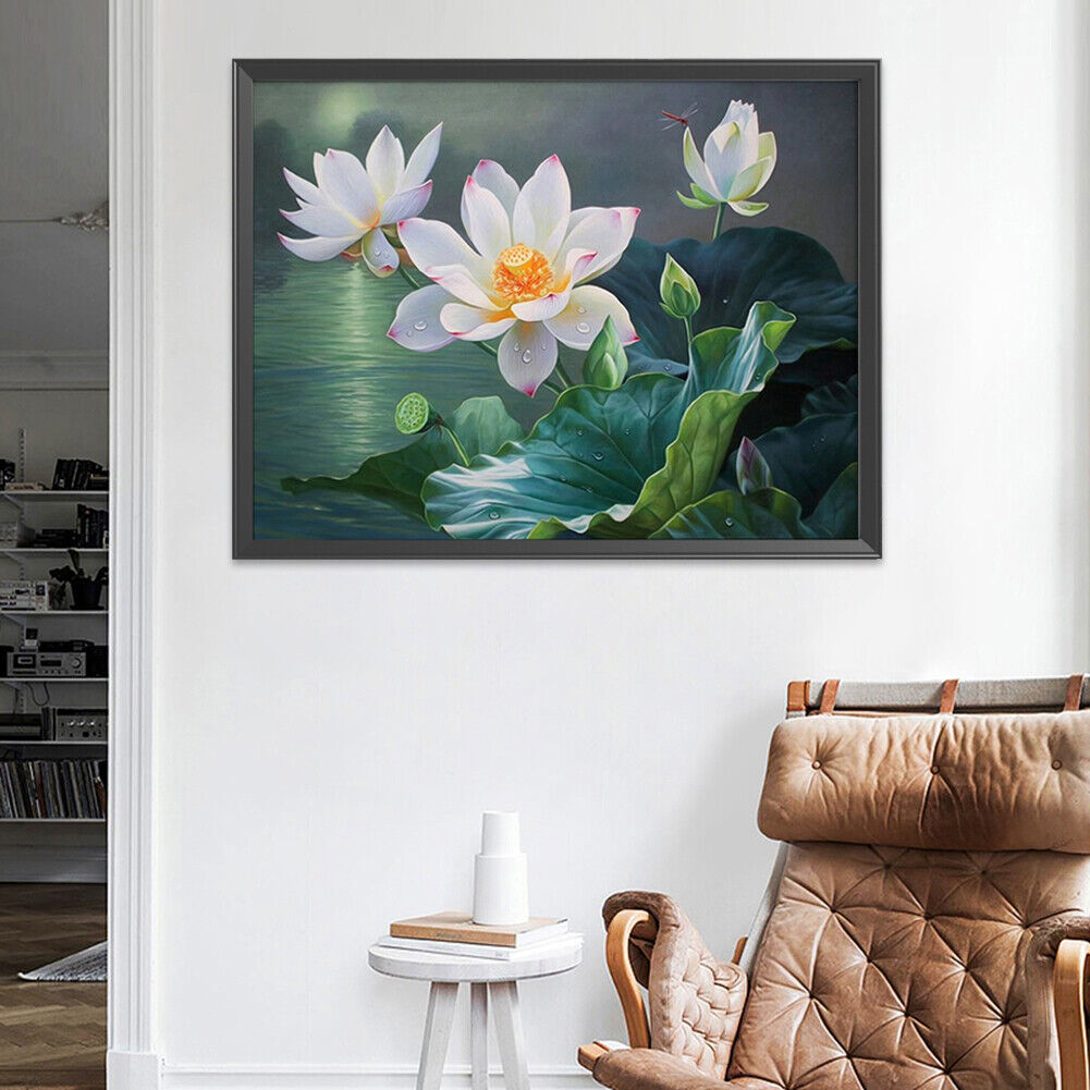 50x40cm DIY Cross Stitch Kit Lotus Flower Stamped 11CT Needlework (JL187 A)