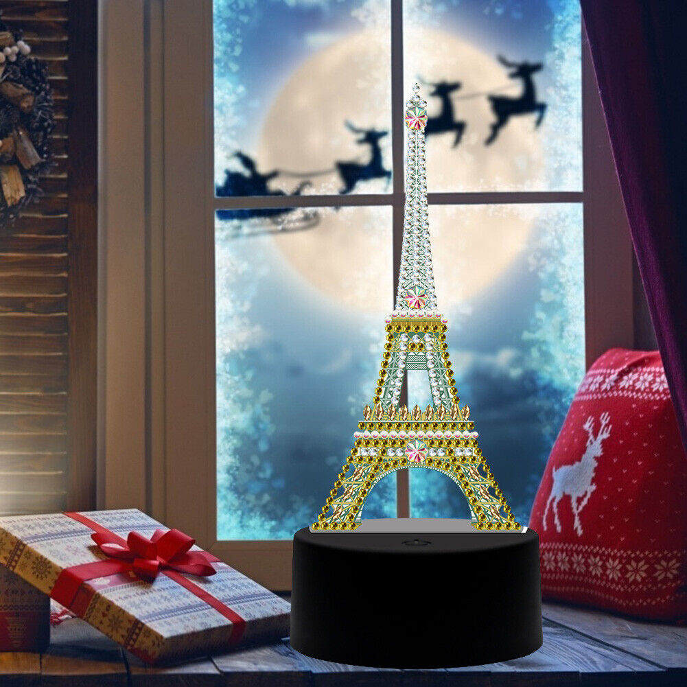 DIY Diamond Painting LED Light Iron Tower Embroidery Night Lamp Home Decor