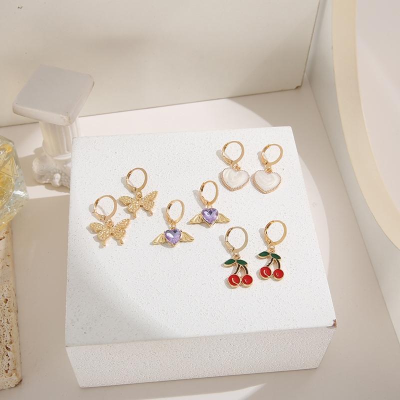 8Pairs Handmade Multi-shape Hoop Earrings Set Hypoallergenic for Teen Girl Women