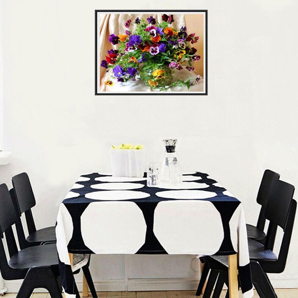 5D DIY Diamond Painting Blossom Colorful Flowers Pot Cross Stitch Mosaic