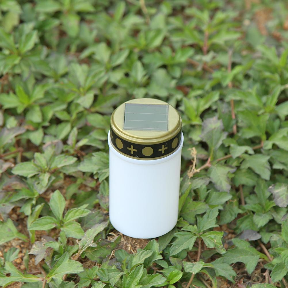 Cemetery Electronic LED Candle Lamp Flameless Solar Decor Tea Light (White)