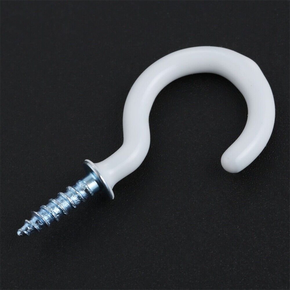 20Pcs 1.54" Strong Sharp White Vinyl Coated Ceiling Hooks Space-saving Household