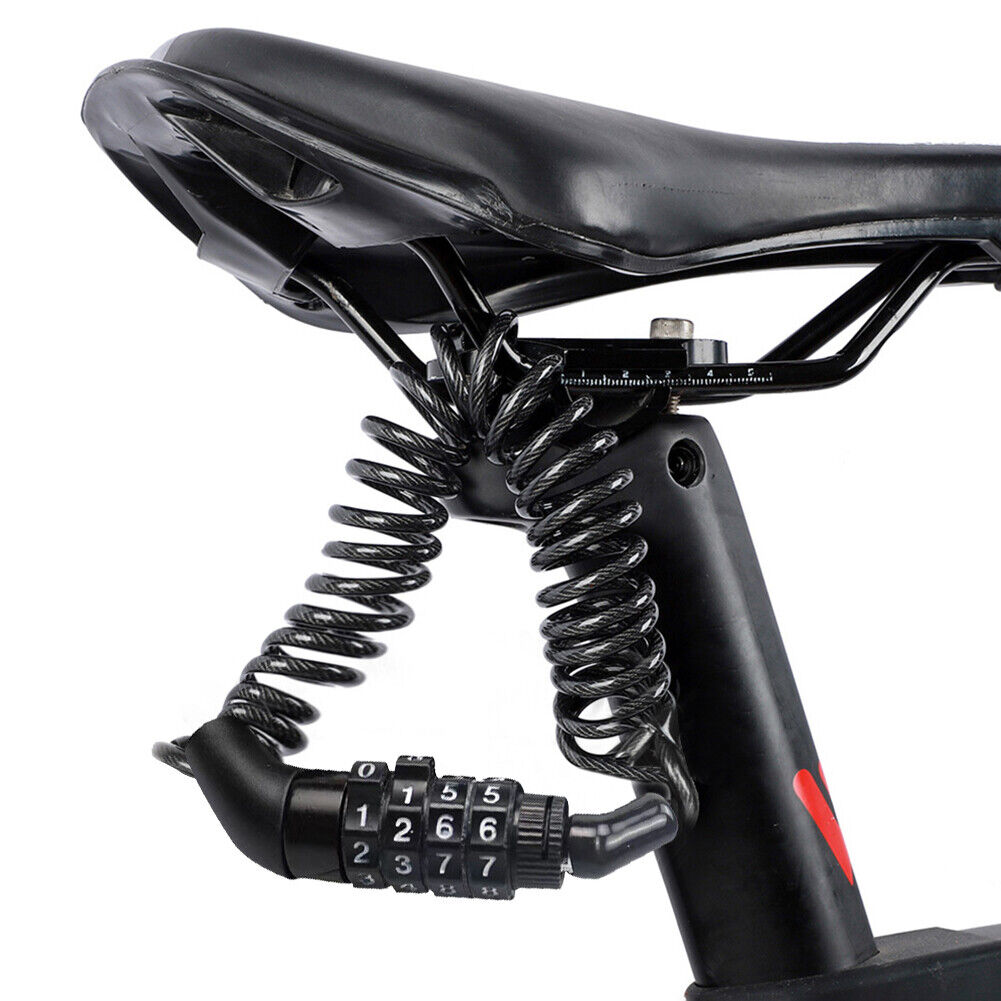 MTB Road Bike Anti Theft Helmet Lock 4 Digit Password Safety Cable Locks