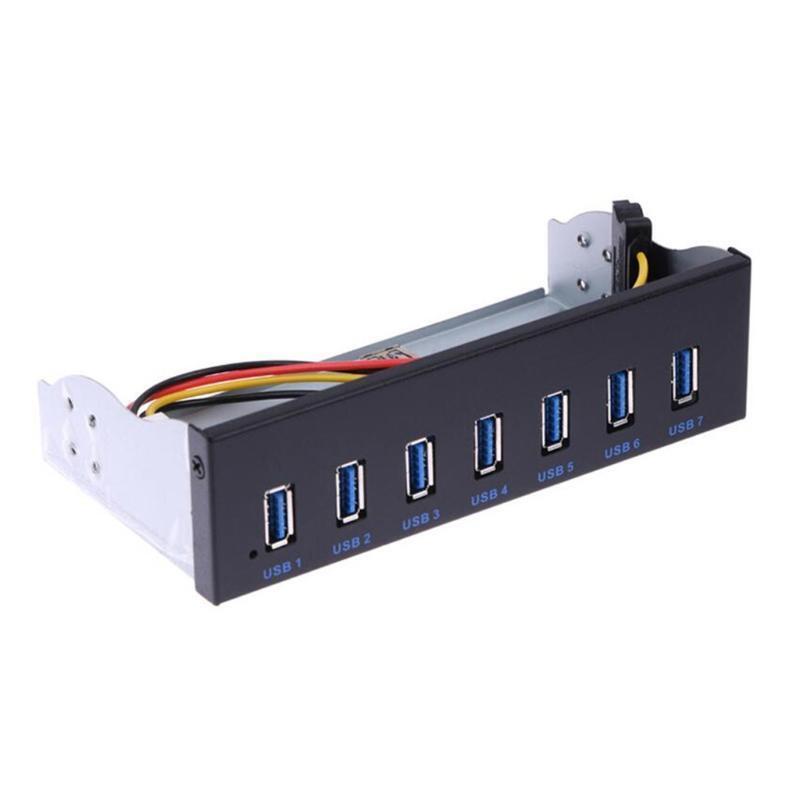 7-Port USB 3.0 Front Panel USB Hub with 60 cm Cable, Metal Front Panel USB Hub