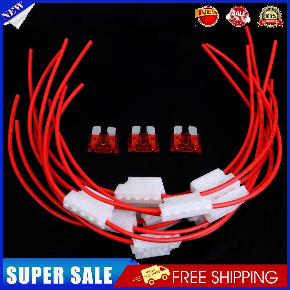 10pcs 5A Middle Fuse Holder with Cable for Car Boat Truck ATC/ATO Blade