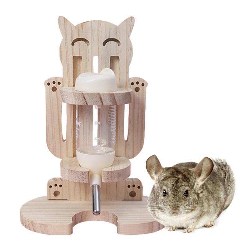 Small Pet Water Bottle Holder Wooden Bracket Stand Alone for Hamster Guinea Pig