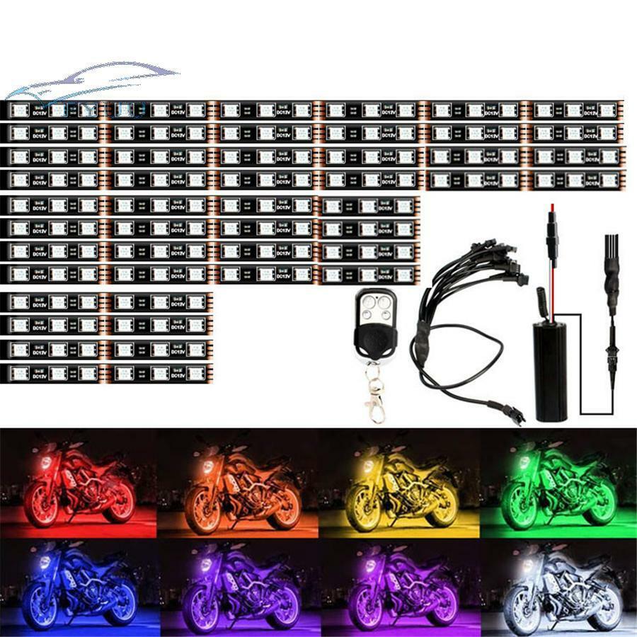1set 144LED RGB LED Neon Under Glow Strip Light Remote Control For Motorcycle