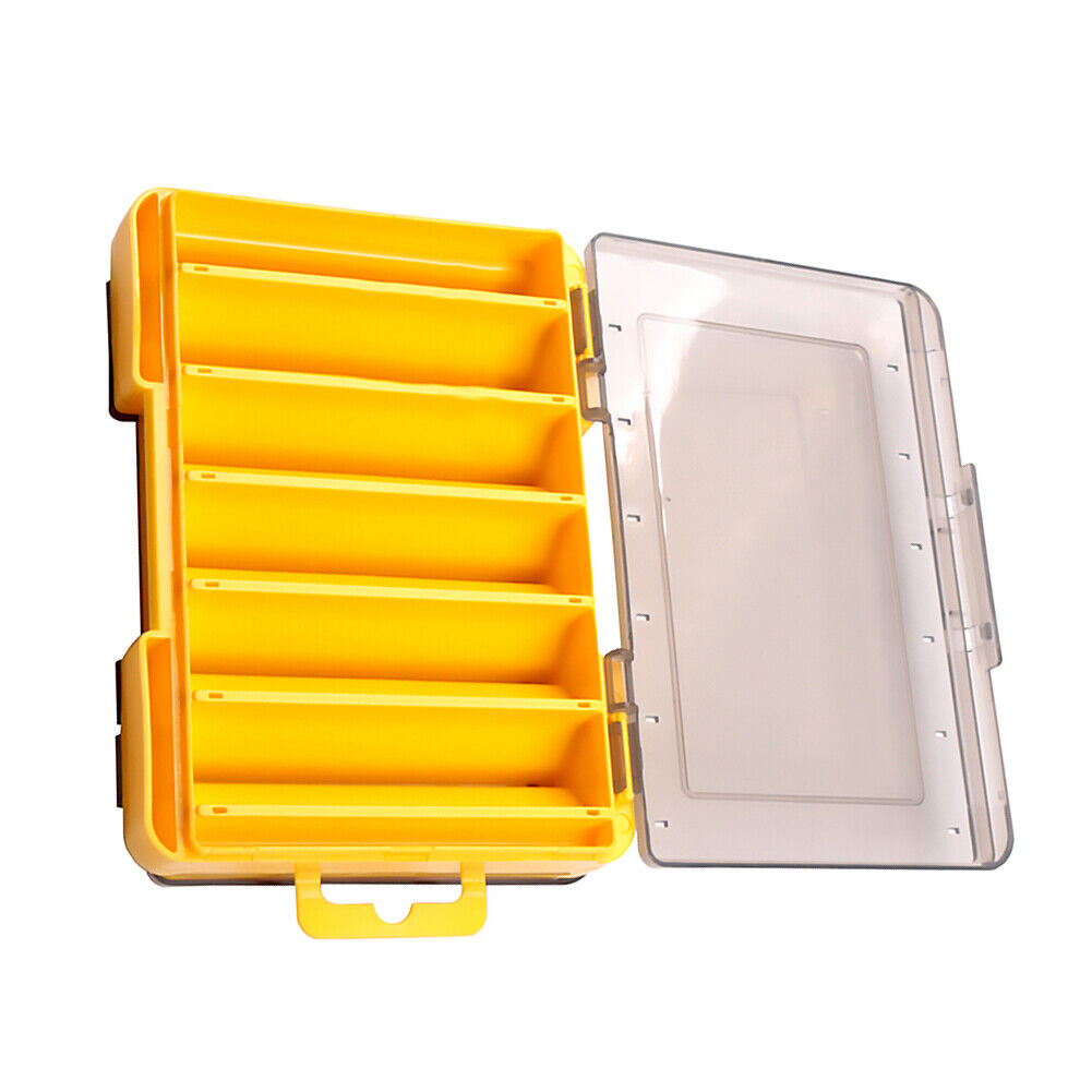 Fishing Lure Box Double Side Bait Case Organizer Fishing Tackle (S Yellow)