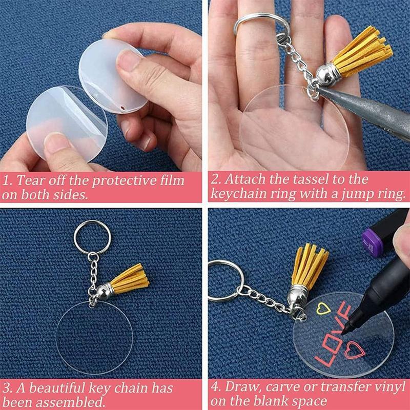 Colorful Tassel Pendant Jump Rings Clear Discs Circles for Vinyl Crafting Kit