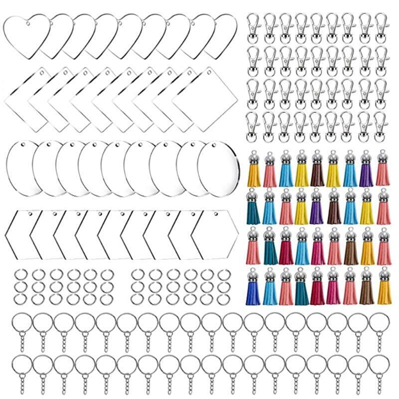 Keychain Set High Transparent Square Love Acrylic Key Ring Party Diy Key Gift