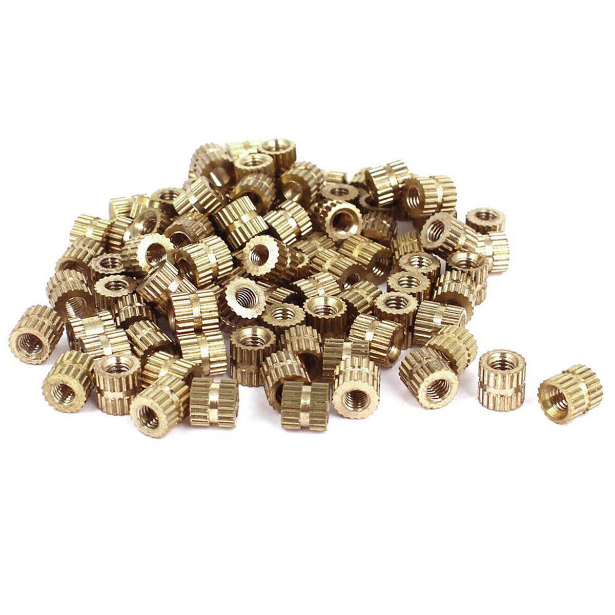 M3x5mm Brass Female Threaded Knurl Insert Embedded Nut Fastener 100pcs