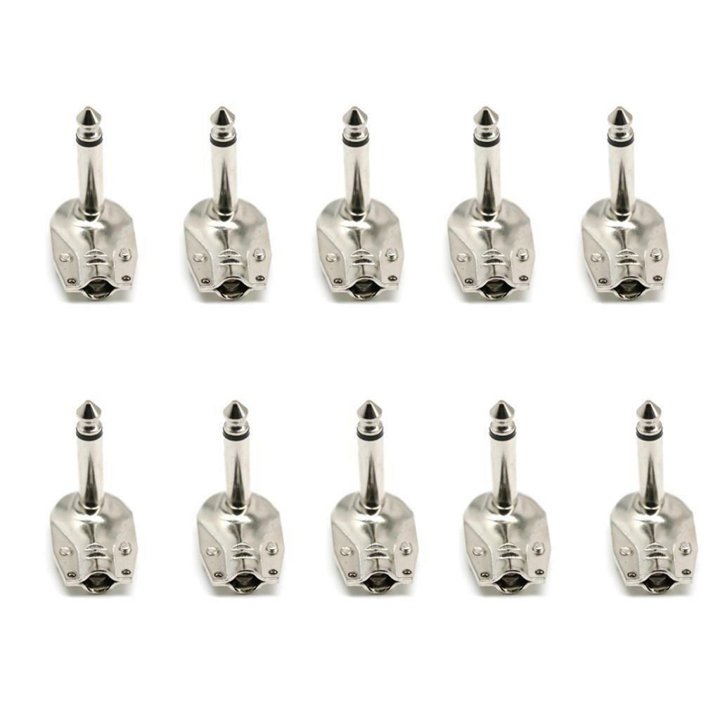 10Pieces 6.35mm  Right Angle Guitar Plug Flat   Connector