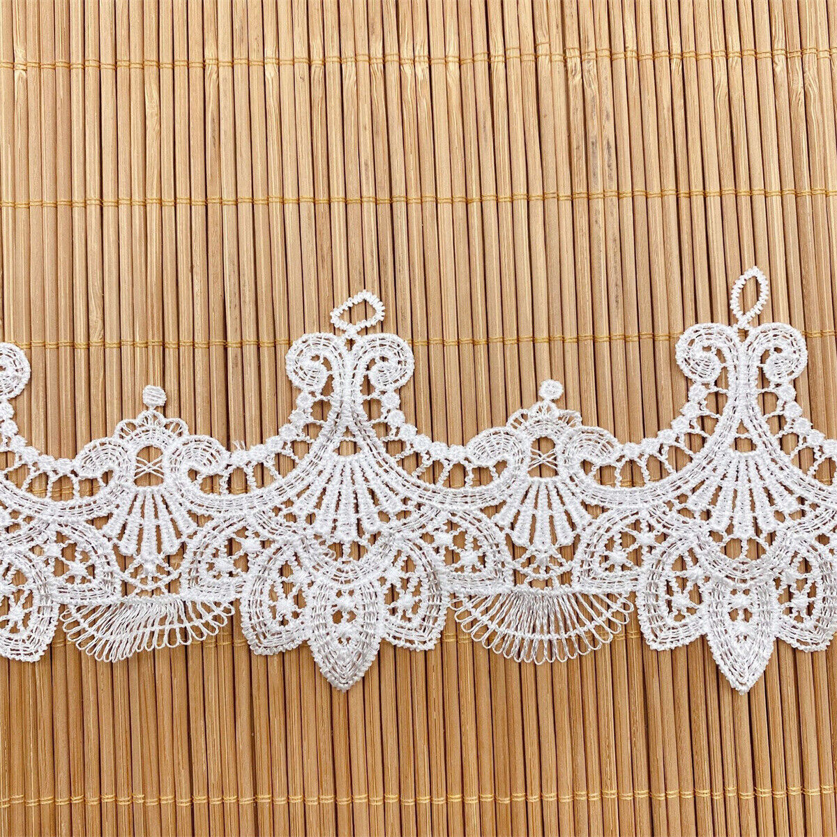 8.5CM Wide White Lace Fabric Embroidered Ribbons Trim Wedding Dress DIY Sewing