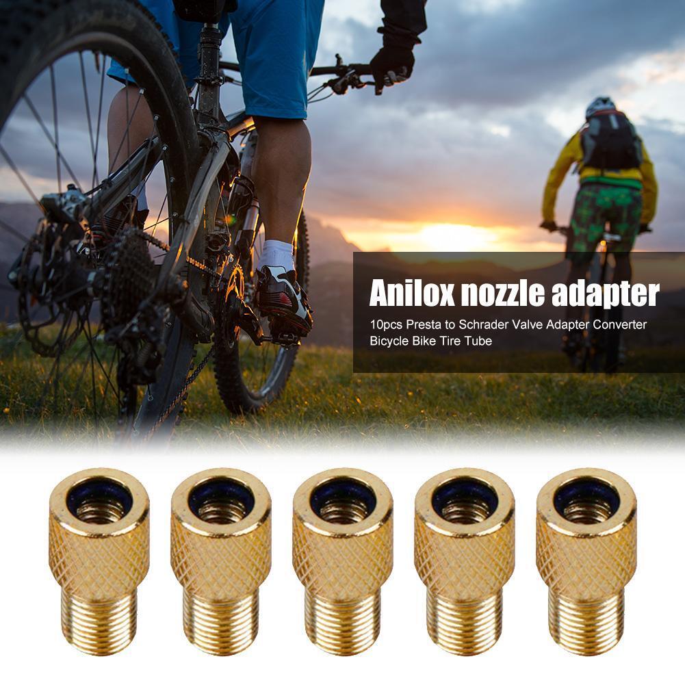 10x Bicycle Valve Adapter Presta to Schrader Converter Bike Pump Connector
