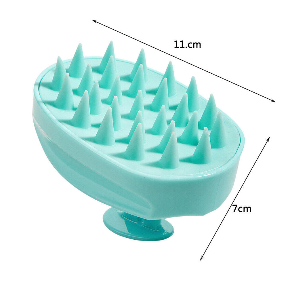 Silicone Head Smooth Hair Massage Brush Bath Scalp Stimulate (Lake Blue)