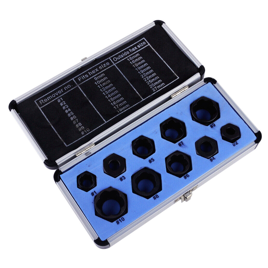 10pcs Black Short Cased Damaged Bolt Nut Screw Remover Extractor Removal Set Li