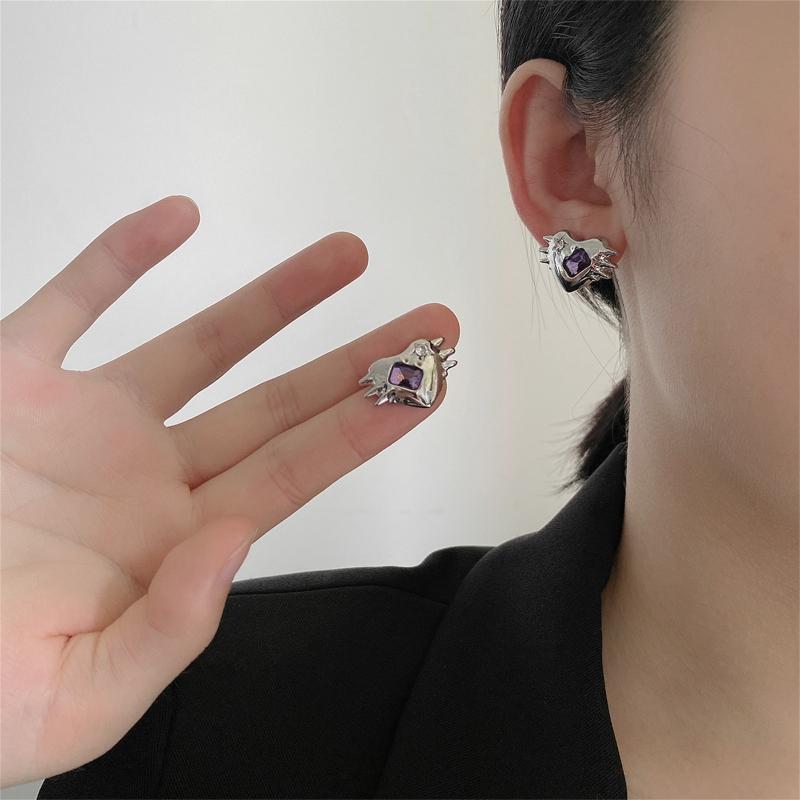 Diamond Inlaid Zircon Ear Studs Simple Popular Earrings Birthday Gift for Women