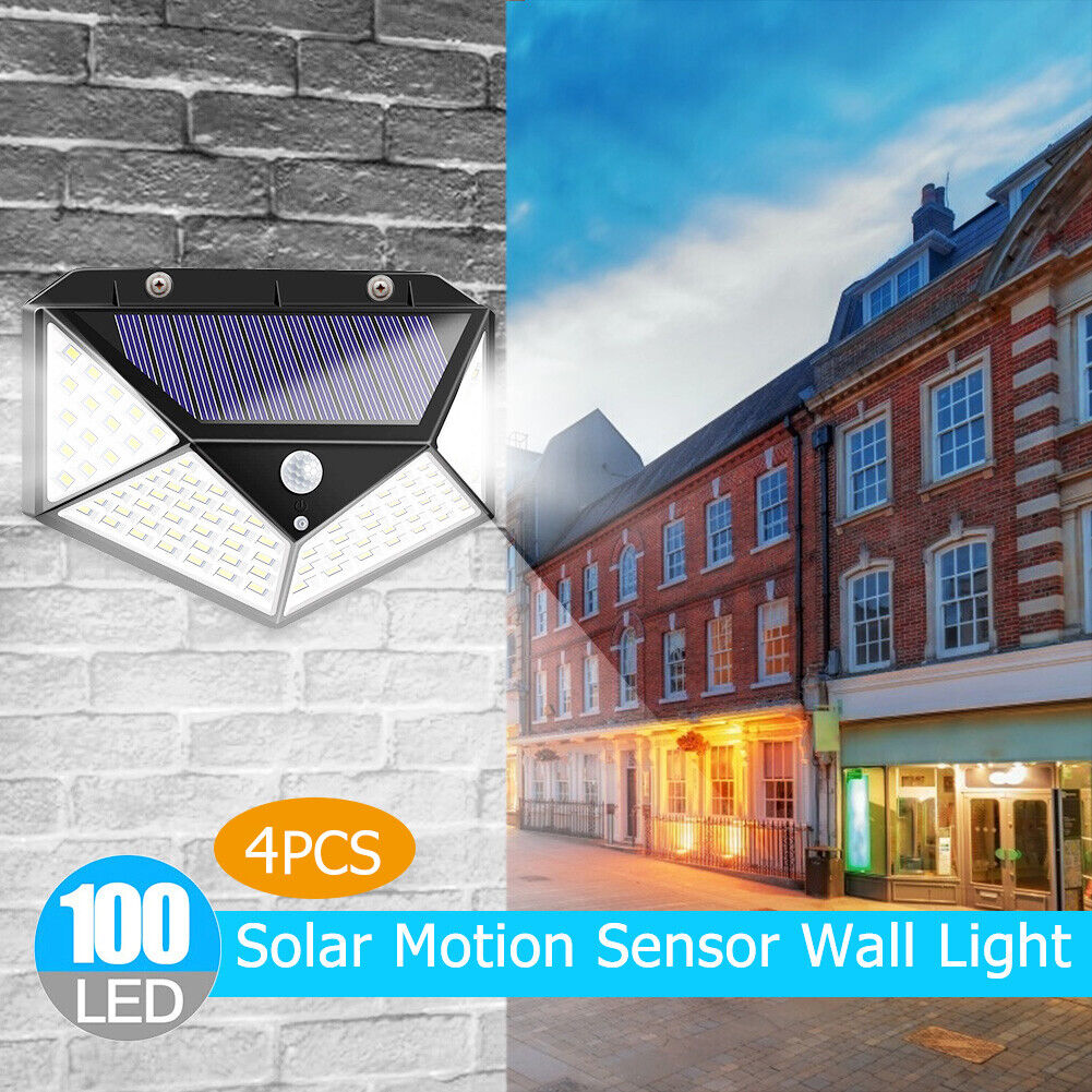 2pcs 100LED Solar Wall Lamp Waterproof Garden Wide Angle Motion Sensor Lamp