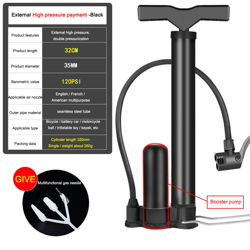 High Pressure 140psi Hand Floor Pump Manual Bicycle Cycling Tire Air Pump