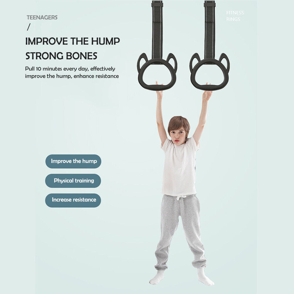 Kids Gym Ring Adjustable Strap Pull Up Strength Training Equipment (2m)