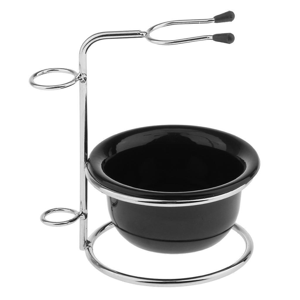 Stainless Steel Shaving Brush Razor Stand Holder & Acrylic Shaving Bowl Set