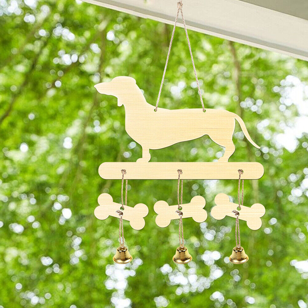 Wooden Dachshund Wind Chimes Bells DIY Pendant Balcony Outdoor Home Decor