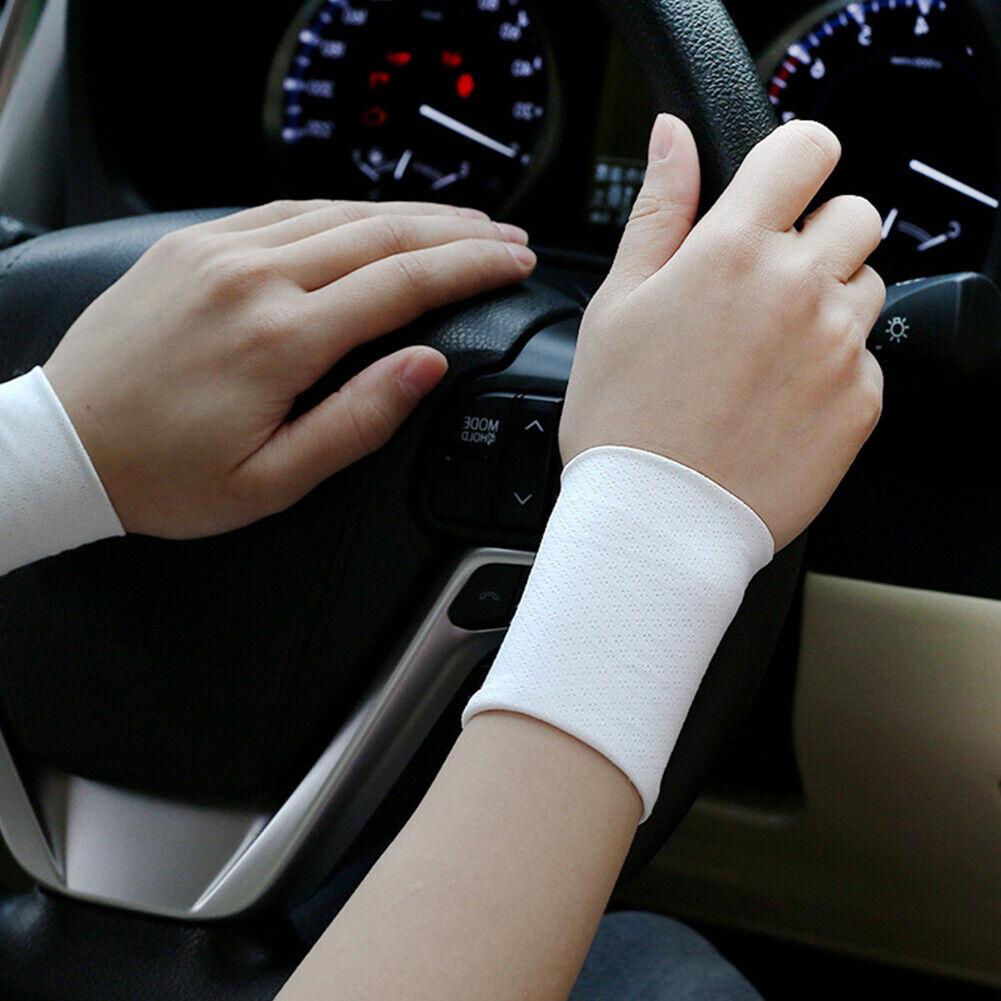 Elastic Wristband Summer Ice Silk Sport Cycling Wrist Brace (White 8cm)