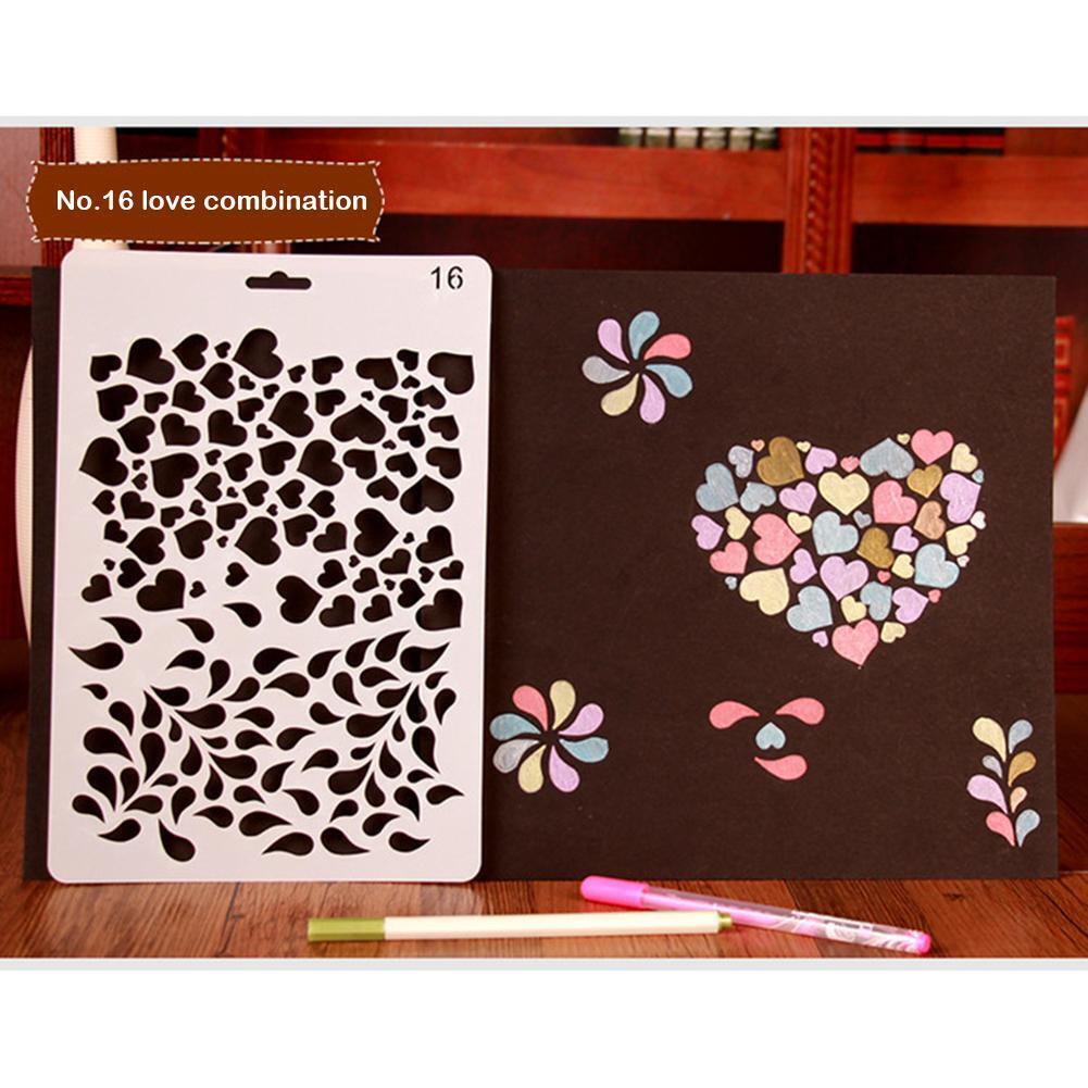 Theme Hollow Ruler Template DIY Photo Album Drawing Tool Love Heart Group