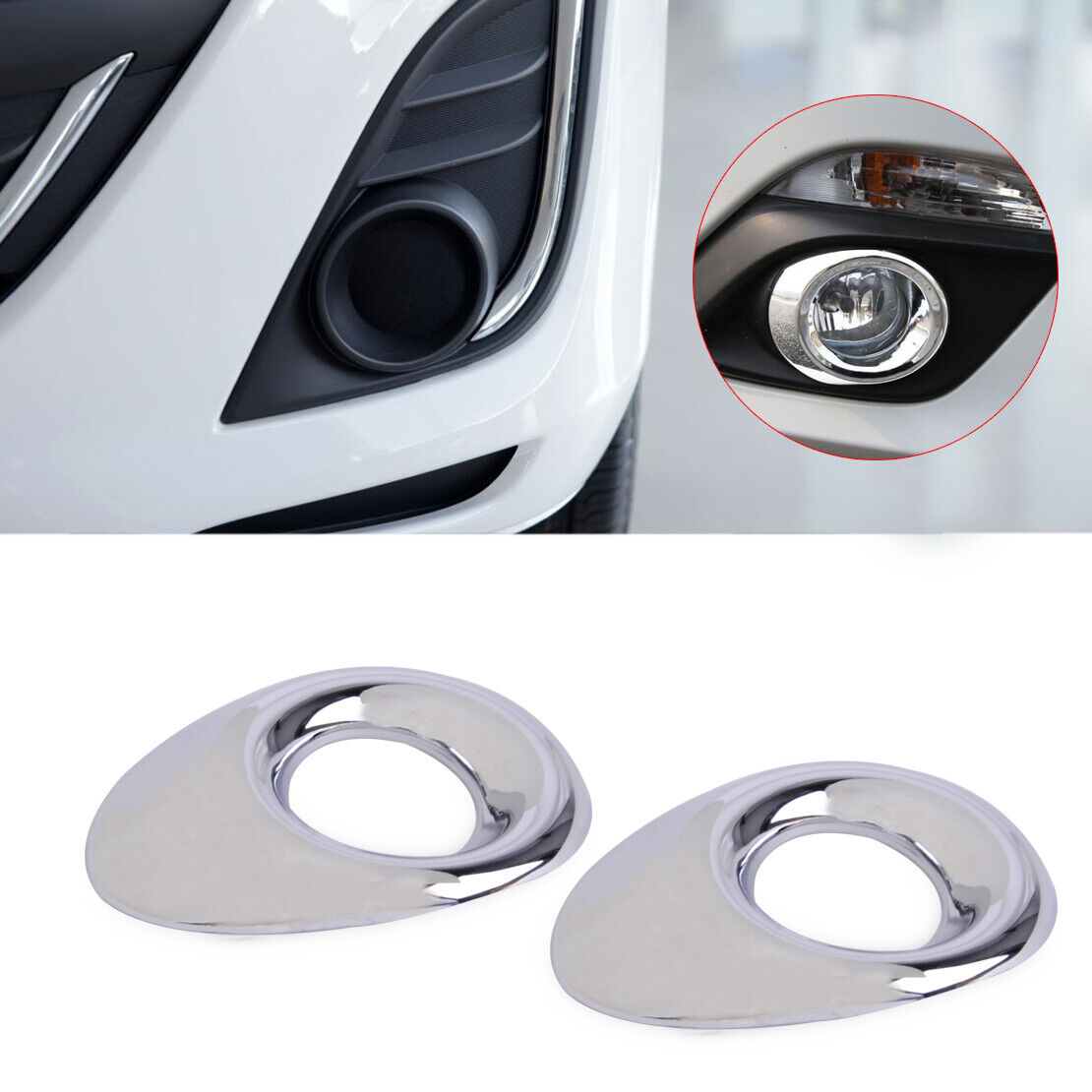 2x Chrome Plated Front Fog Light Lamp Cover Trim fit for Mazda M3 Axela 2017 Li