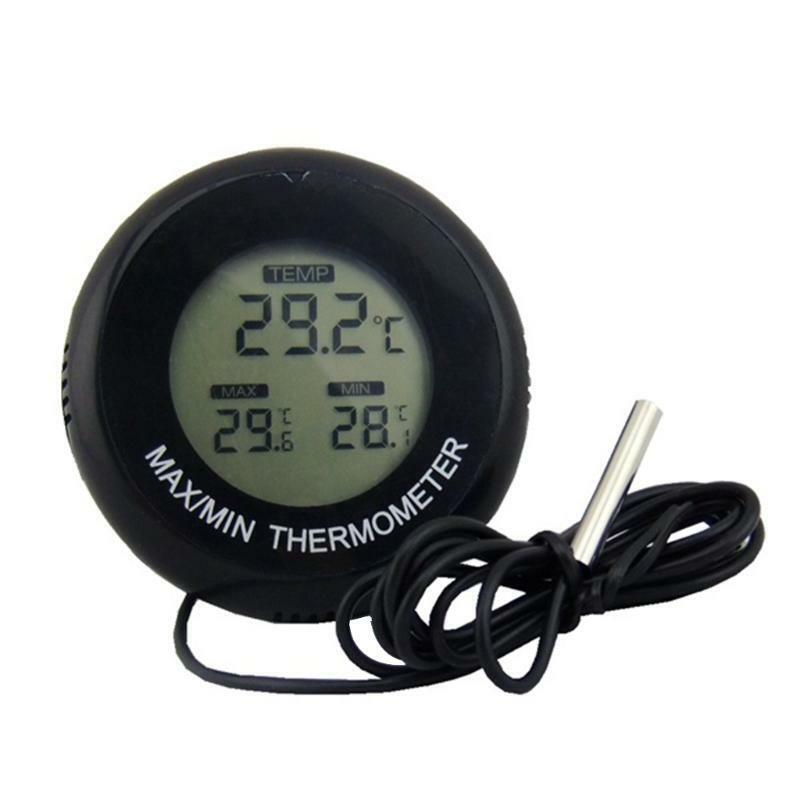 Max Min Record Round Thermometer with Sensor for Aquarium Fish Tank Reptile Box