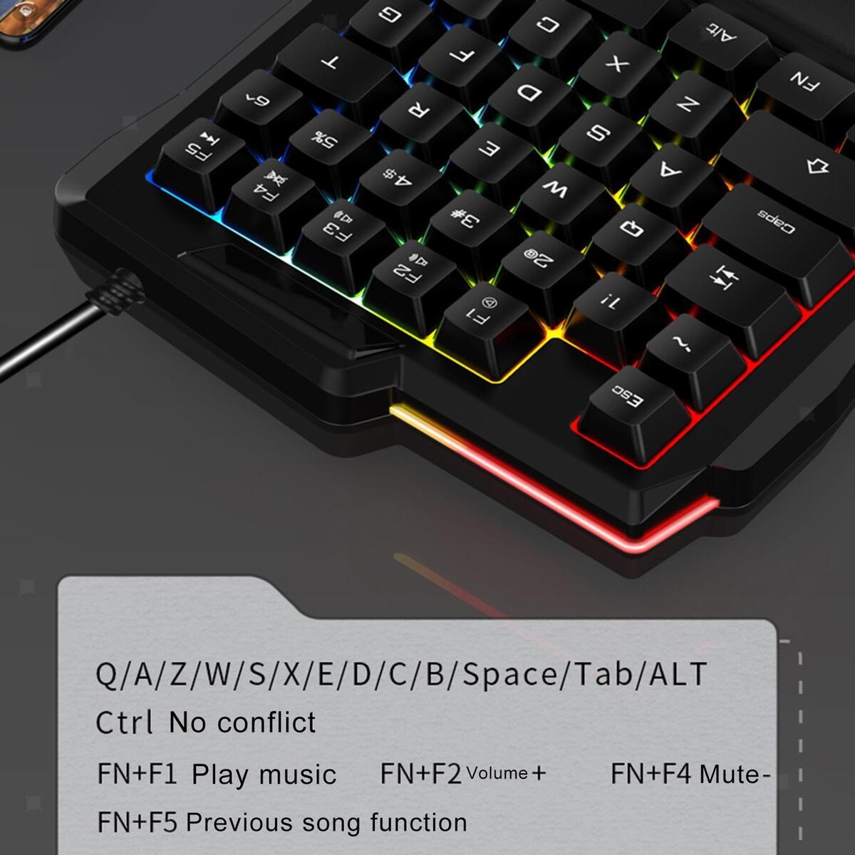 Gaming Keypad RGB Backlit Small One-Handed 35-Key Portable for Video Gaming