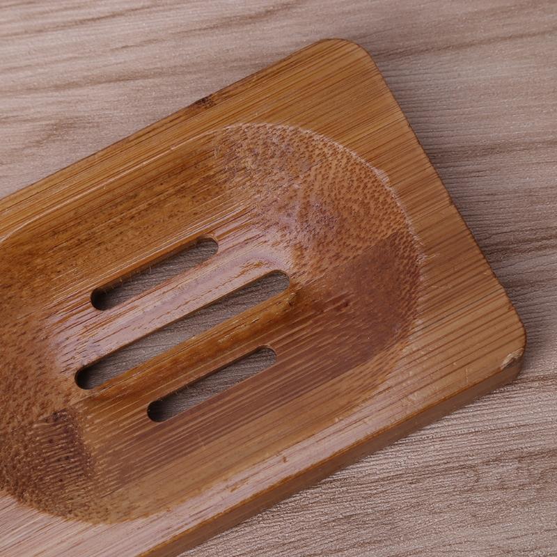 Natural Bamboo Wooden Bathroom Shower Soap Dish Storage Holder Plate Tray