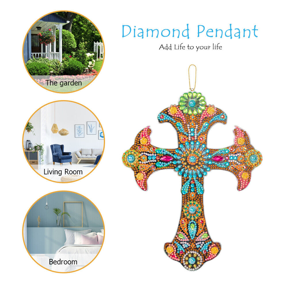 DIY Diamond Painting Cross Pendant Acrylic Hanging Wall Home Decor (ZT100)