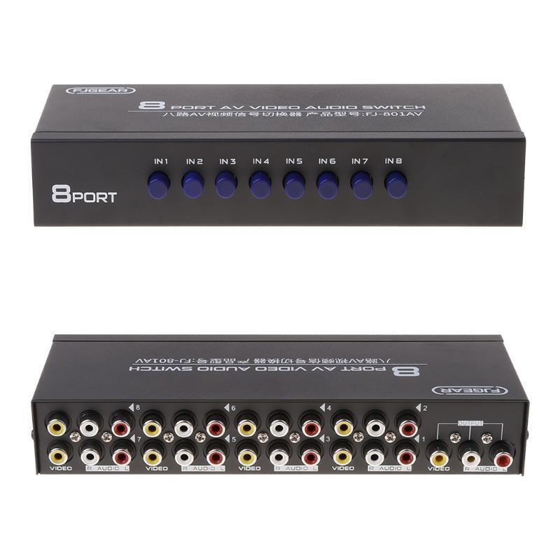 8-Way AV Switch RCA Switcher 8 in 1 out Composite Video L/R Selector Box for DVD