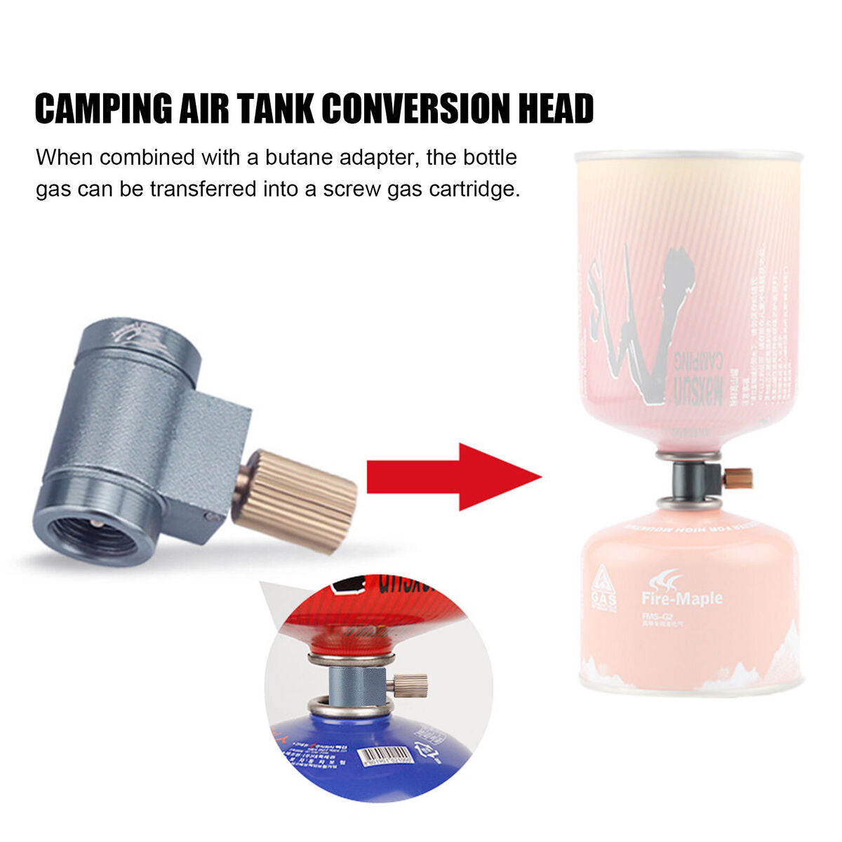 Gas Tank Adapter without Pressing Design Gas Tank Valve for Outdoor Usage