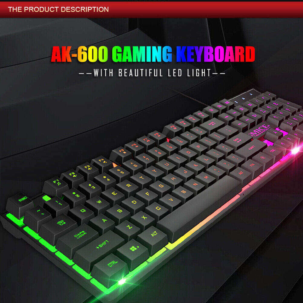 iMICE AK-600 Gaming Keyboard Rainbow Backlit USB Wired Computer Keyboard