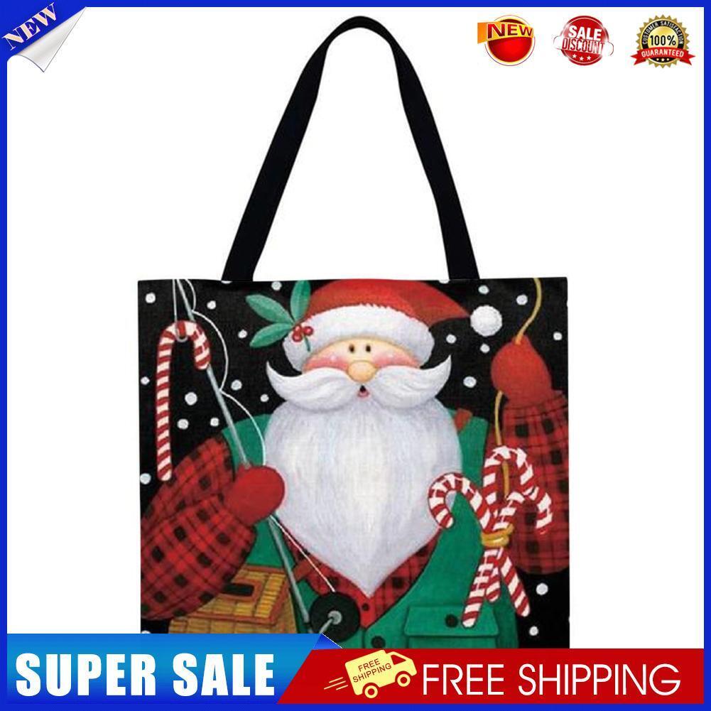 Santa Claus Printed Shoulder Shopping Bag Casual Large Tote Handbag