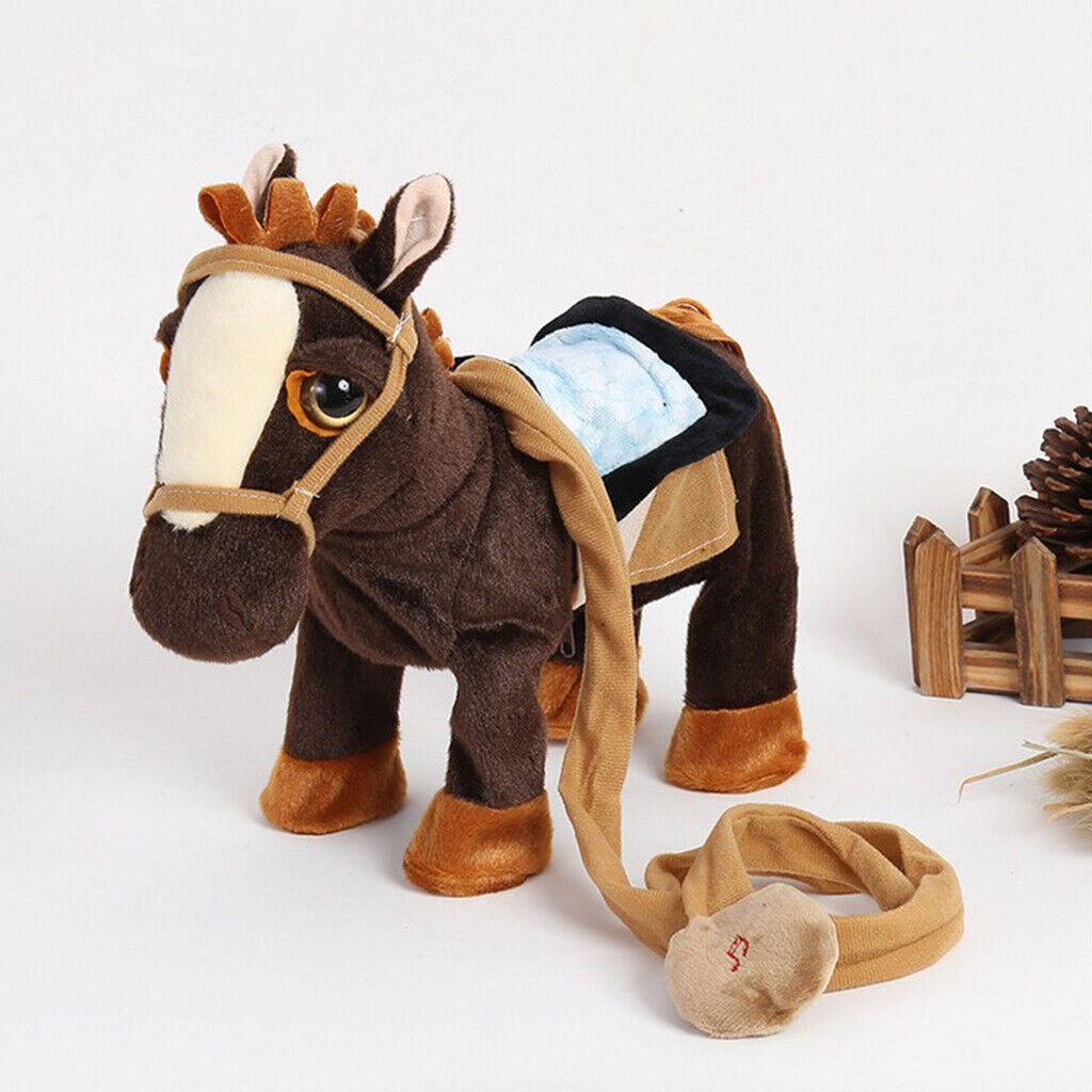 Electric  Horse Soft  with Movement Sounds  Gift (Brown)