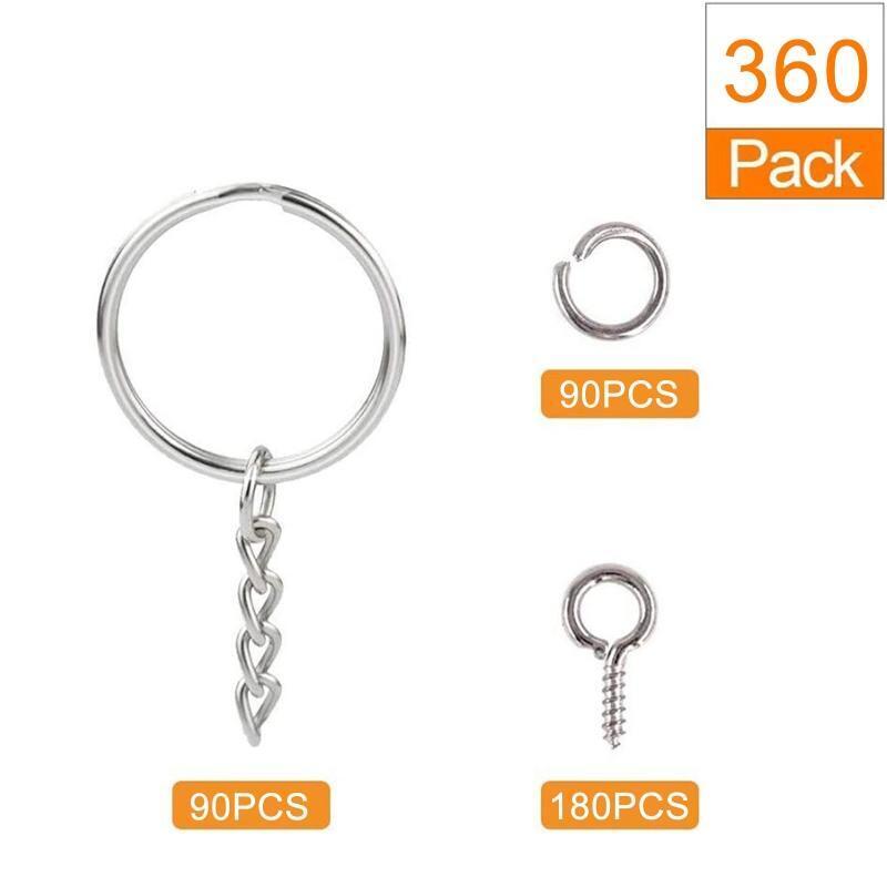 Fashion Screw Eye Pins Key Chain Split Key Ring with Chain Open Jump Ring