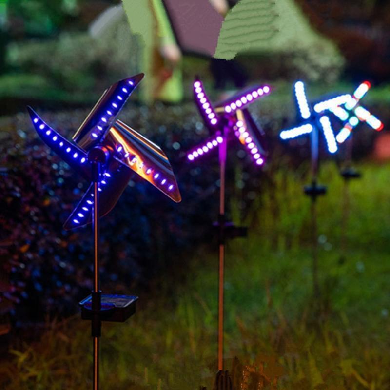 Four-Color Windmill Solar Lawn Light Outdoor Courtyard Garden Ground Plug Lamp