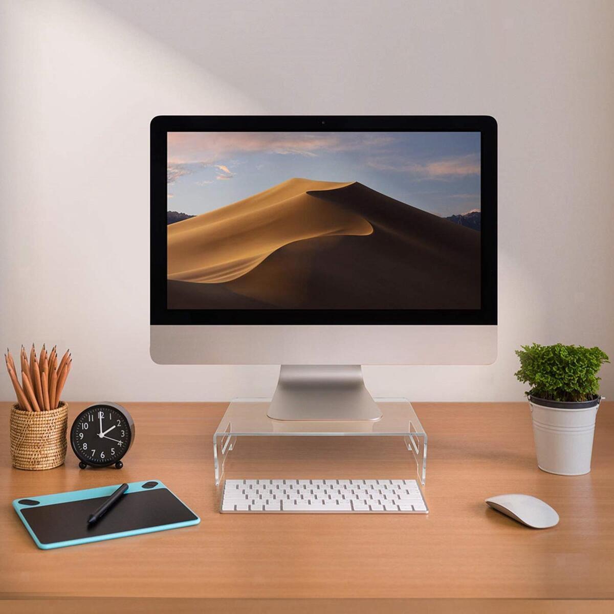 Clear Acrylic Computer Monitor Stand Holder Riser for Office Home Desktop, Free