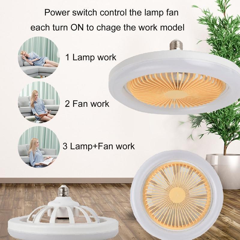E27 AC Timing Ceiling Fan with Dimmable LED Light Remote Control for Living Room