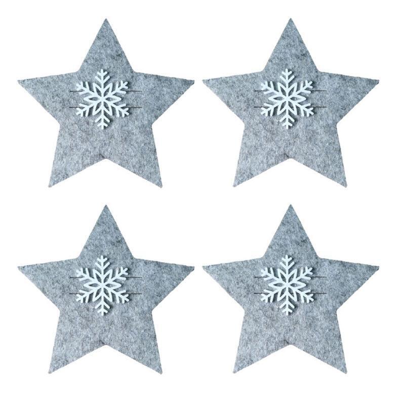 4 Pcs Five Pointed Star Tableware Covers for Christmas New Year Party Decoration