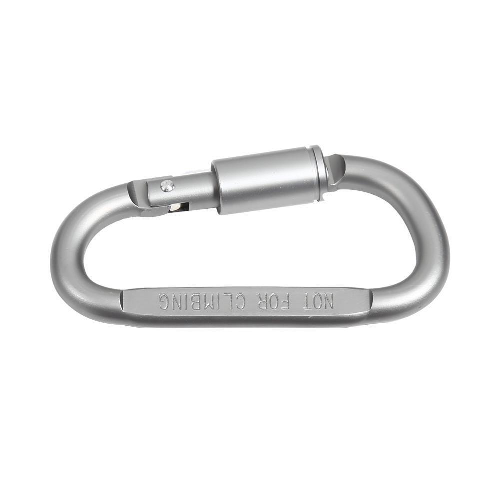 1pc Camping Climbing Carabiner 8cm D-shaped with Nut Hanging Buckle (Grey)