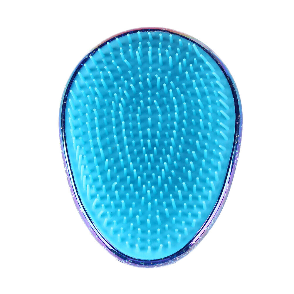 Hair Brush Egg Round Portable Hair Brushes Salon Detangling Comb (Blue)
