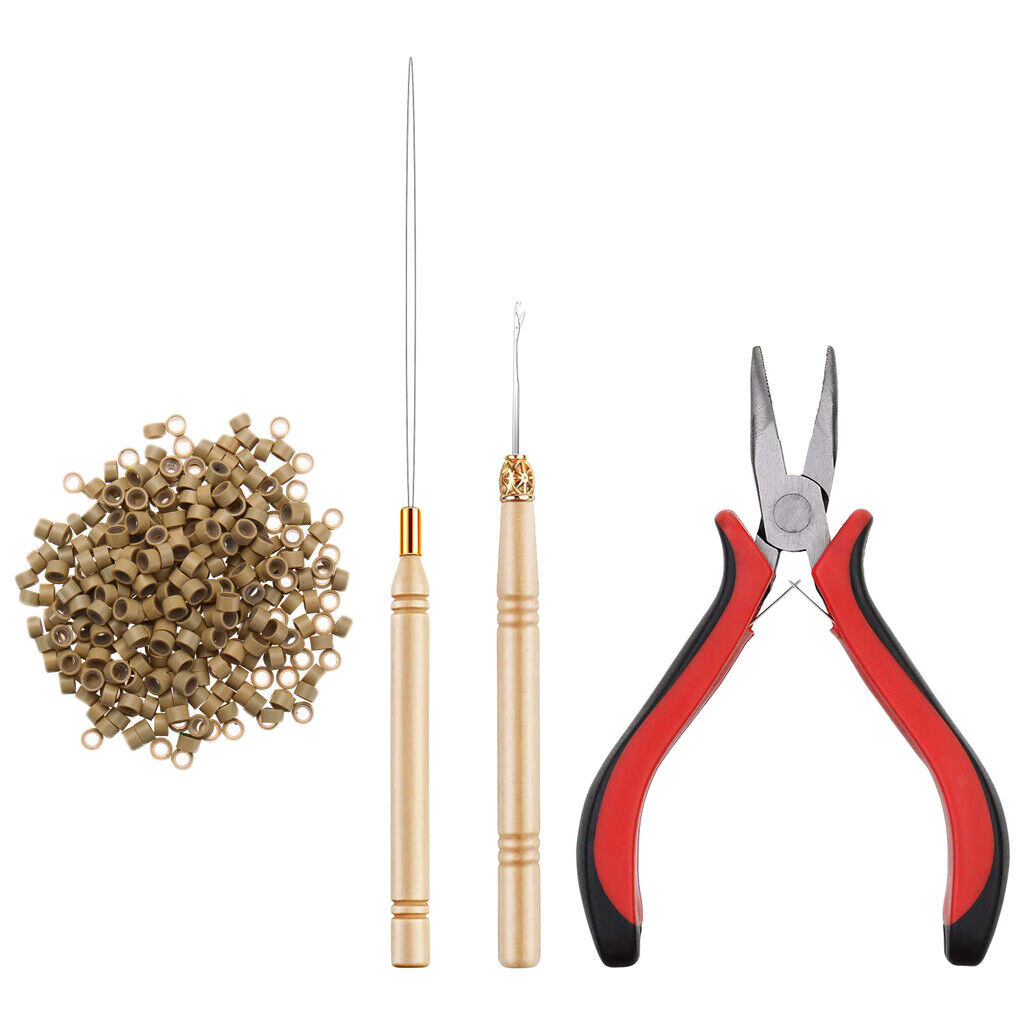Bun extension Tool Kit, Stainless Steel Bead , 500pcs Silicone  - 7#